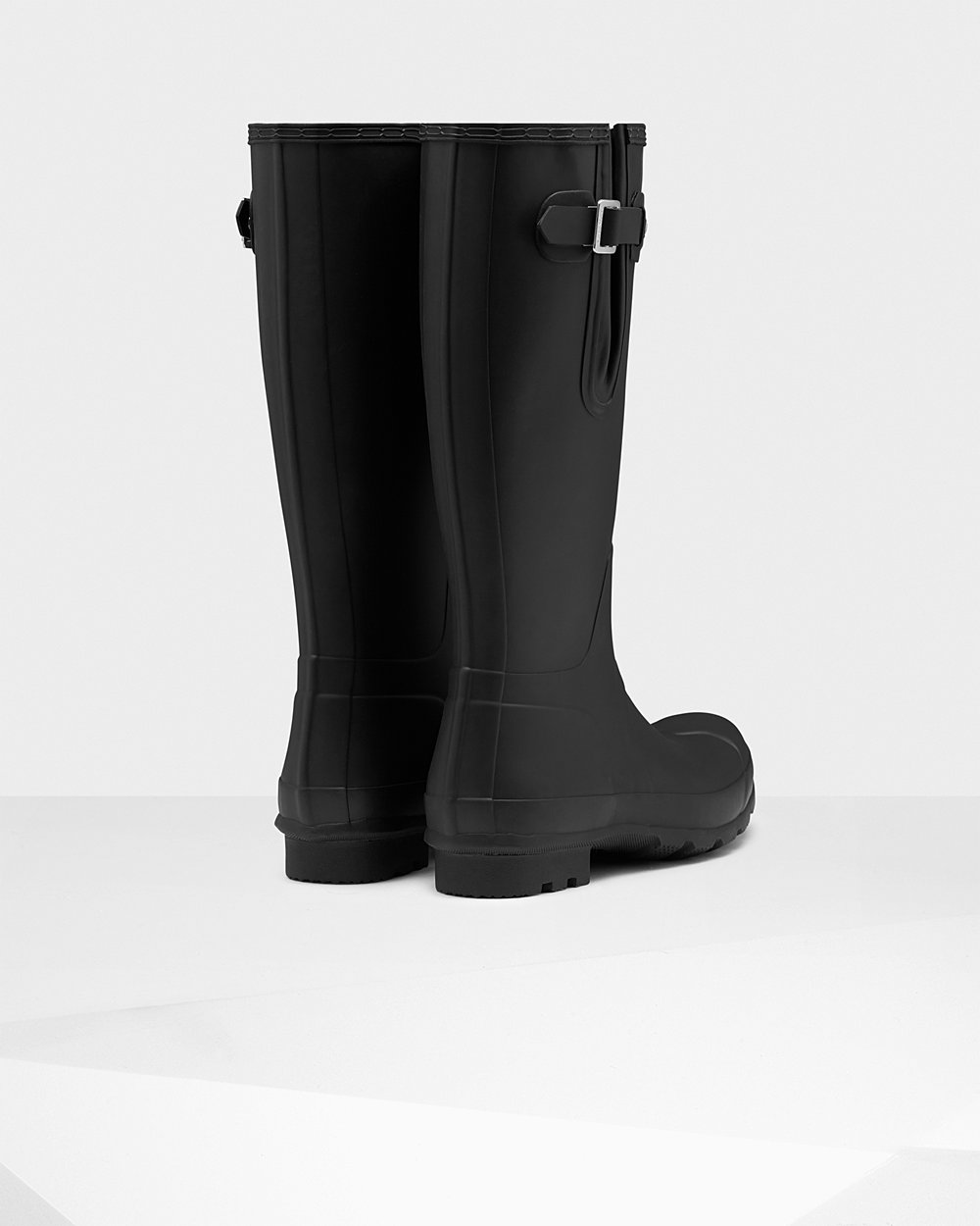 Mens Tall Rain Boots - Hunter Original Side Adjustable (45HAUVXGM) - Black